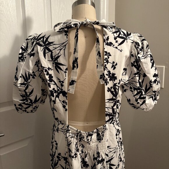 Zara Women's Floral Dress Black and White Cotton Size XL NWT - Picture 11 of 11